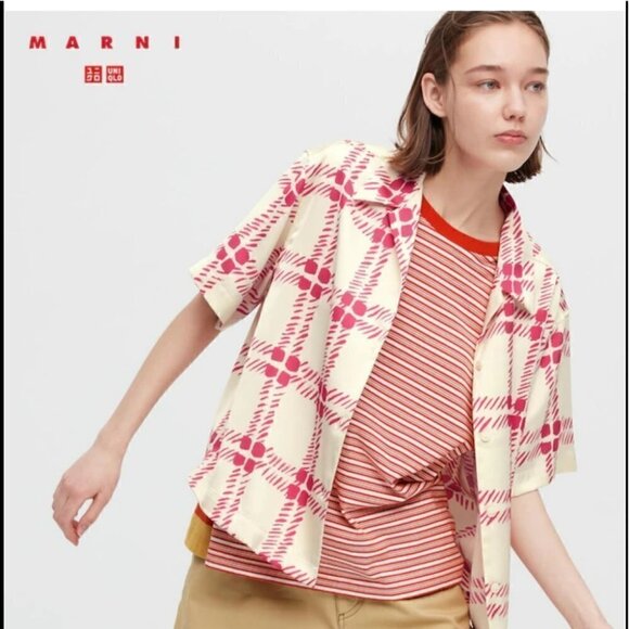 Marni x Uniqlo Oversized Open Collar Shirt Sz XS - Picture 2 of 6